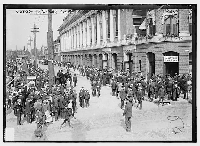 Outside Shibe Park in 1914