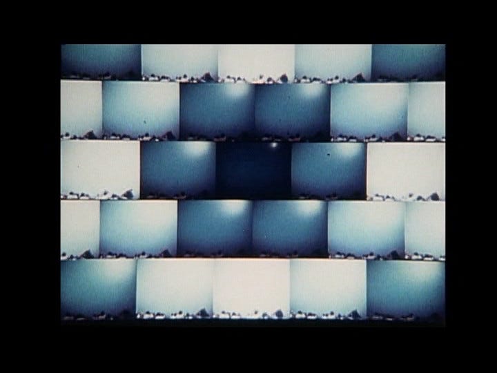 27 frames from the same sequence with varying light levels collaged into a single frame