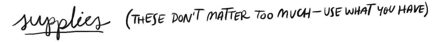 (Handwritten) Supplies (these don't matter too much-use what you have)