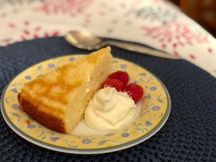 Lemon and ricotta cake and broccoli salad