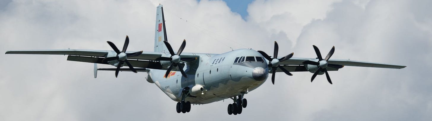 A Y-9 transport aircraft. A Y-9 transport aircraft.