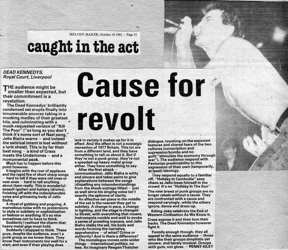 Dead Kennedys, 1981 - Penny Kiley's music writing