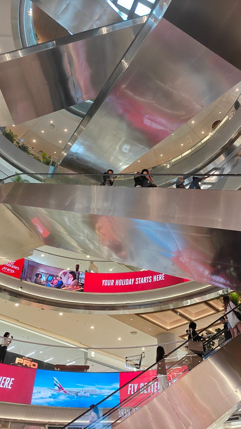 Central Park Mall in Bangkok with an elevated parc between two buildings and it spans 3 floors!