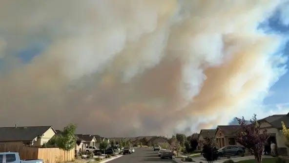 Smoke rises from Hawk fire in Reno, Nevada, on 22 August.