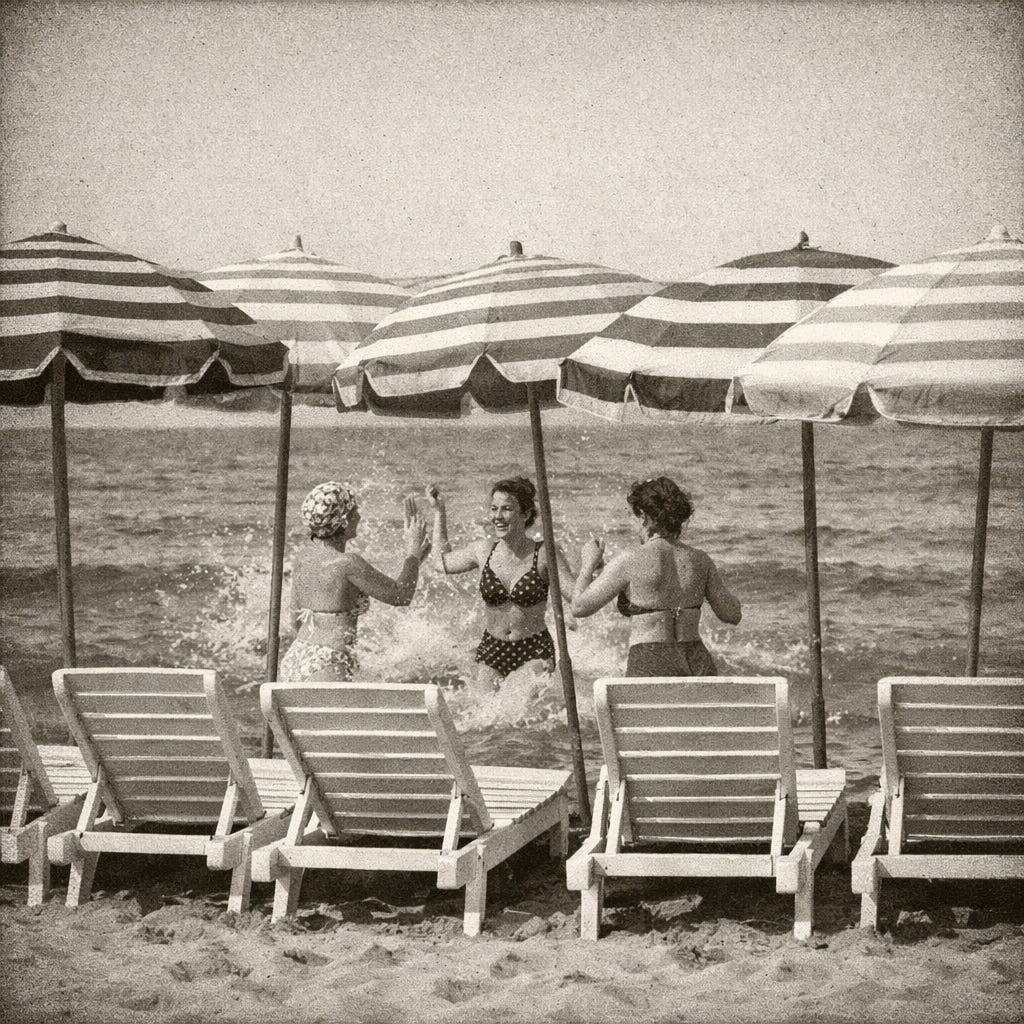 A Row of Sun Loungers in Switzerland
