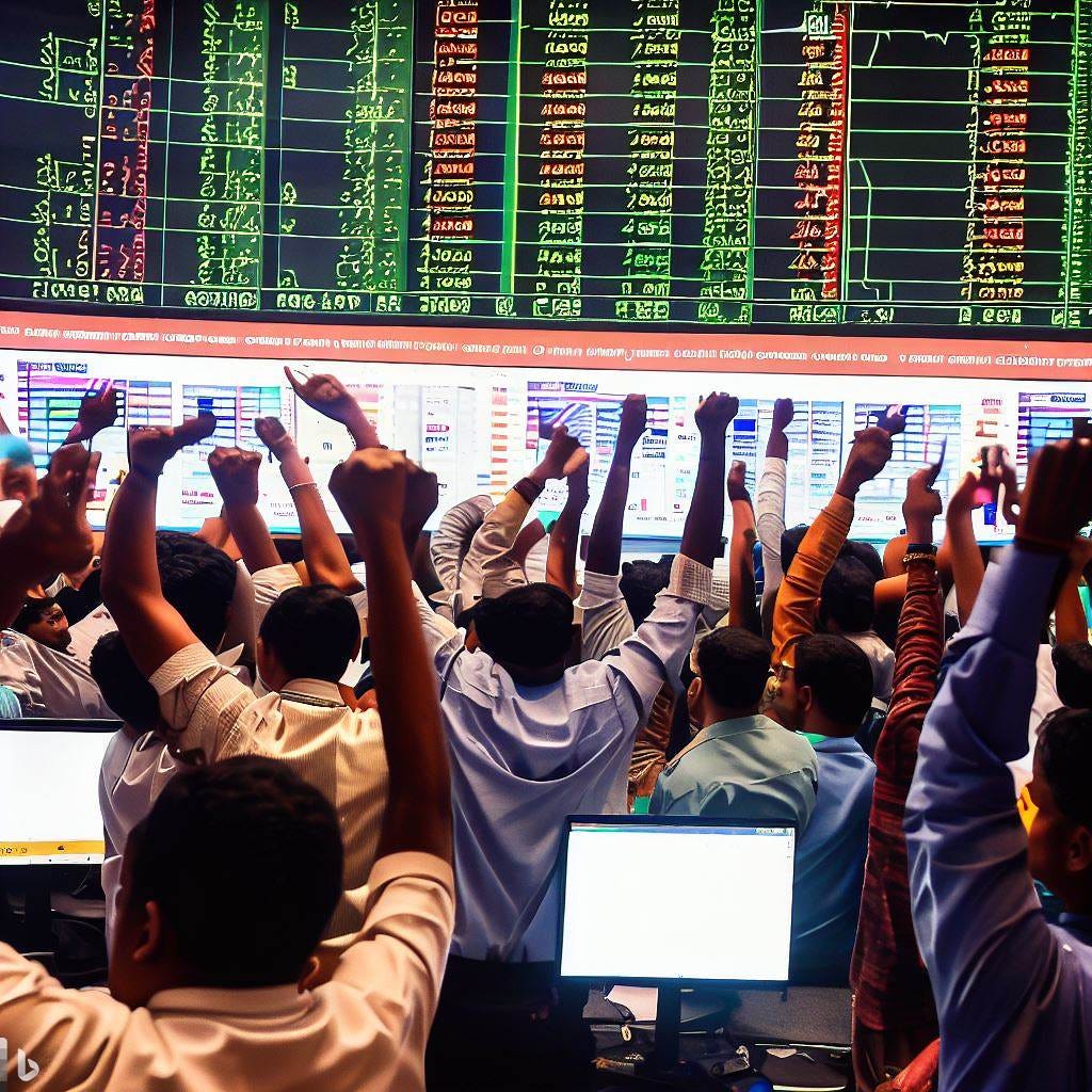 stock market euphoria amongst indian people on trading floor
