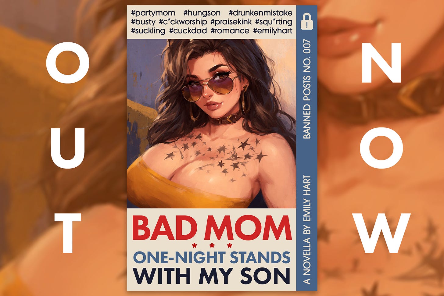 A book cover for "Bad Mom: One-Night Stands with My Son." Featuring a beautiful and wild party girl, rendered lovingly in a street art style.