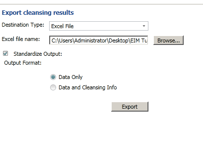 export the cleansing results to an 64 bit version of the excel file. export the cleansing results to an 64 bit version of the excel file.