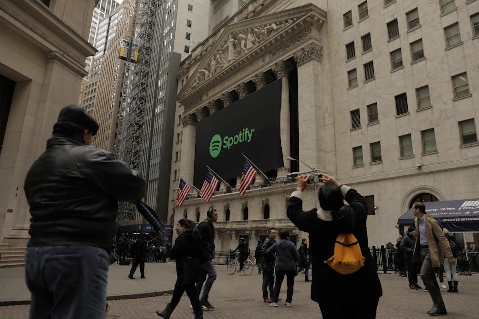 Spotify direct listing debuts on the New York Stock Exchange