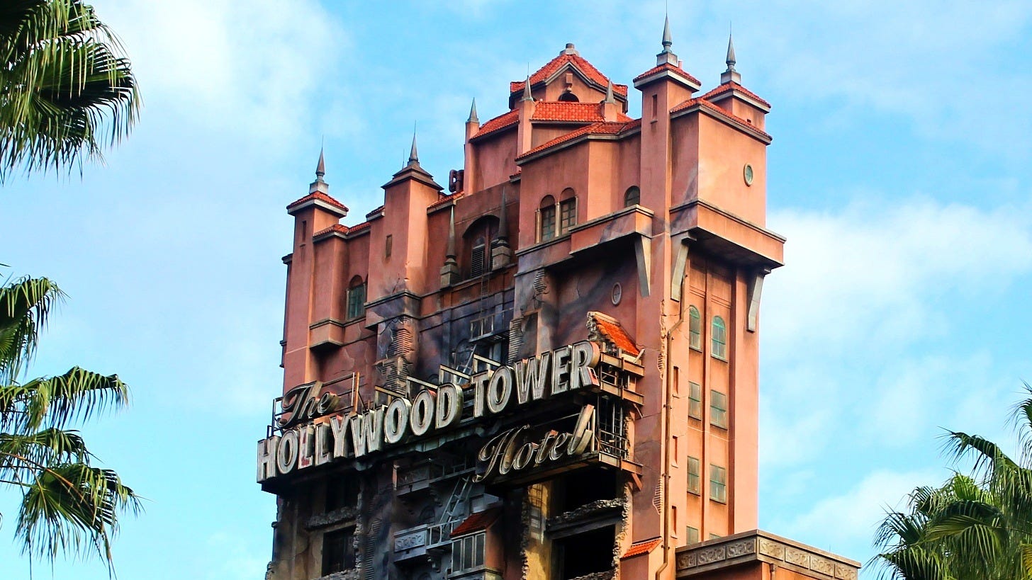 The Hollywood Tower Hotel at Disney's Hollywood Studios. Image: Jake Toczek via Wikimedia Commons