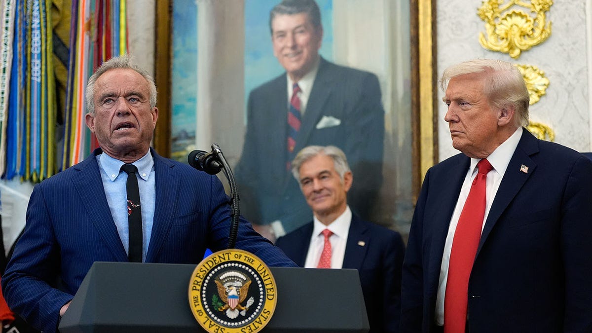 President Donald Trump listens as Health and Human Services Secretary Robert F. Kennedy Jr., in the White House. President Donald Trump listens as Health and Human Services Secretary Robert F. Kennedy Jr., in the White House.