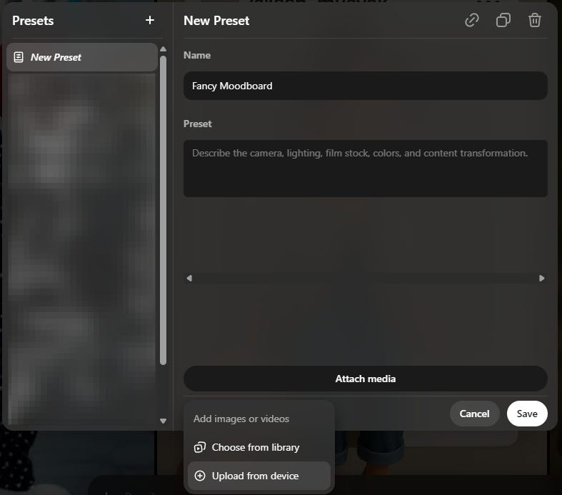 Using Sora presets as a moodboard with image attachments Using Sora presets as a moodboard with image attachments