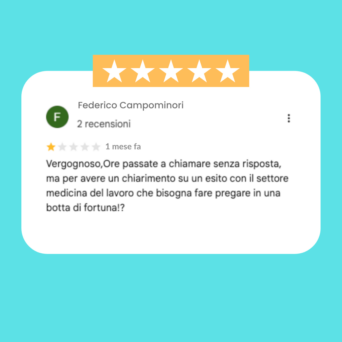 Recensione negativa di un paziente