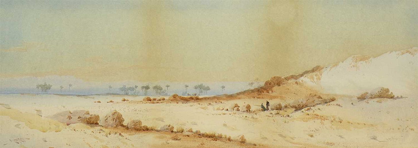 Lot 551 - IN THE DESERT, A WATERCOLOUR BY AUGUSTUS