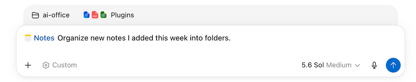 ChatGPT Work prompt using the Notes plugin to organize notes added during the week into folders.