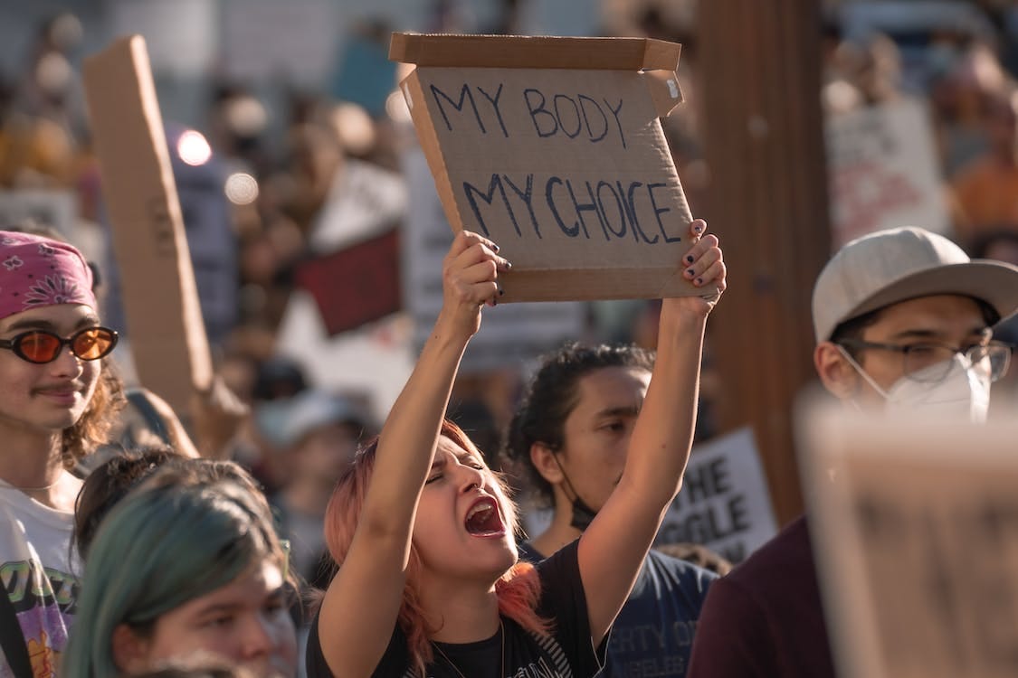 Free Protest against Roe V. Wade overturning in Los Angeles, CA Stock Photo