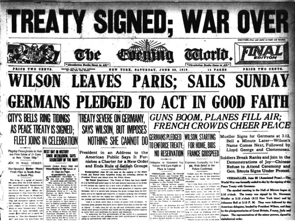 File:Treaty of Versailles Newspaper Article .png - Wikimedia Commons