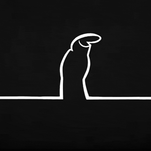 Gif animé de la Linea de Osvaldo Cavandoli où le personnage montre sa joie.