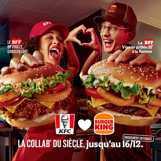 Burger King France and KFC France sign historic collaboration with launch  the 'BFF burger' – Campaign Brief