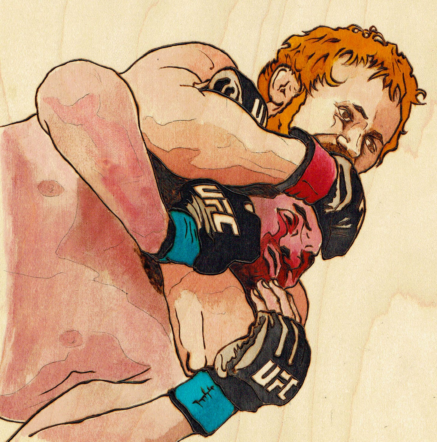Gunnar Nelson grabs a rear naked choke.