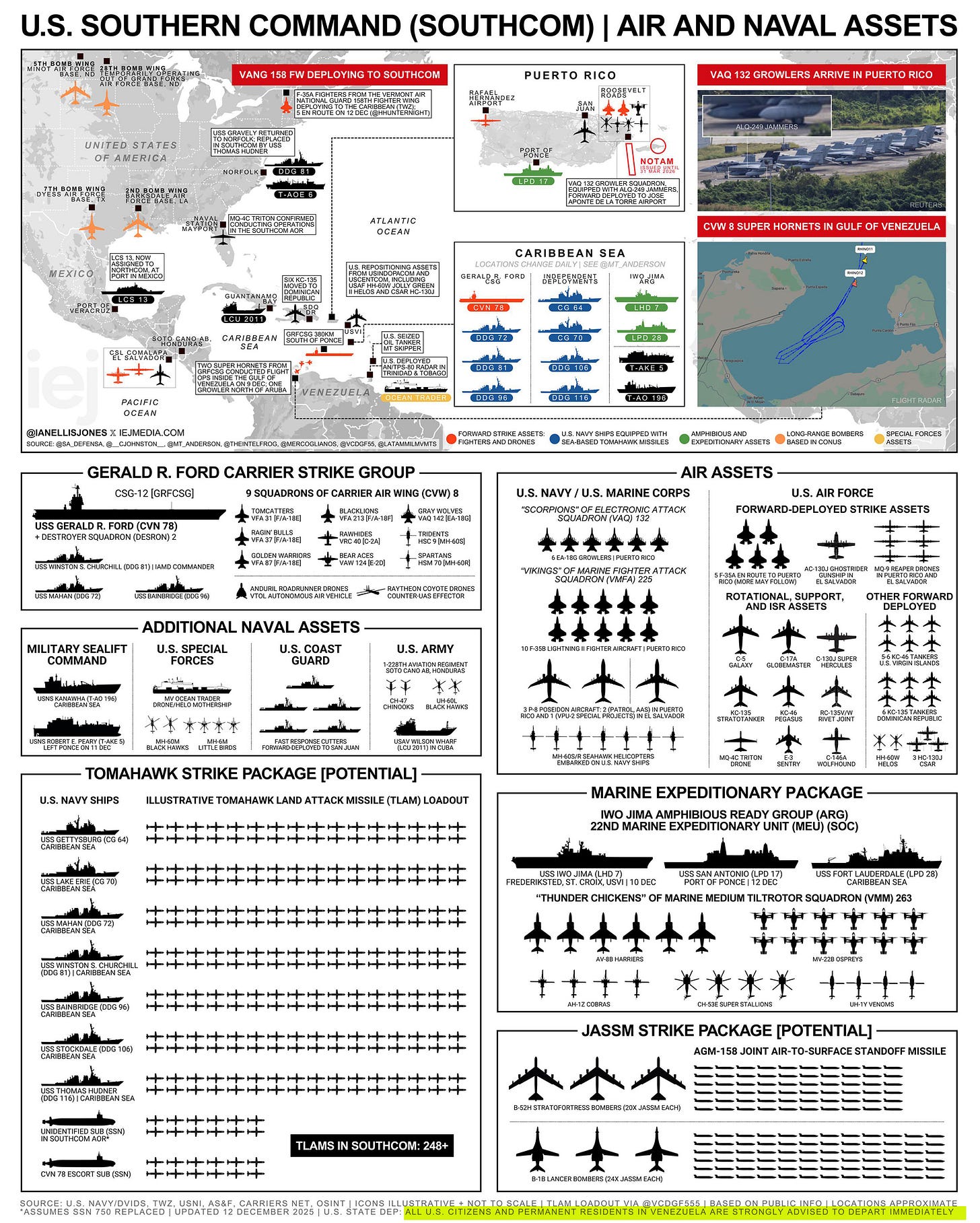 Infographic of US Southern Command Assets near Venezuela
