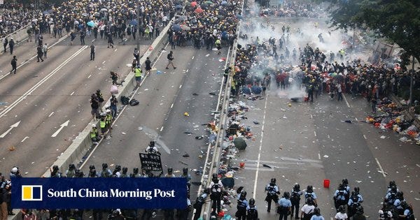 Hong Kong’s young protesters back with a vengeance as all-out chaos erupts on city’s streets 