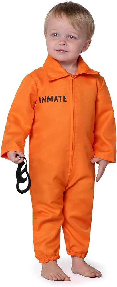 Spooktacular Creations Baby Unisex Jailbird Costume, Jail Prisoner Costume  Jumpsuit for Toddler Boys Halloween Dress Up Party