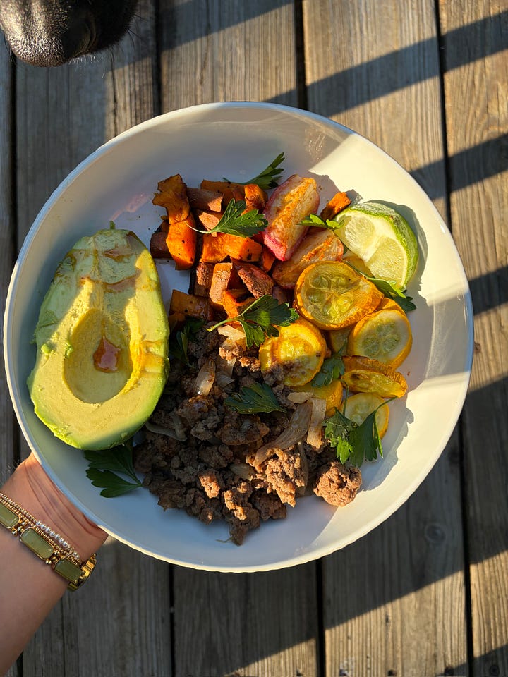 fresh lemon, orange and ginger slices; nourishing dinner bowl