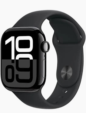 Apple Watch Series 10 GPS 42mm Jet Black Aluminum Case with Black Sport Band - S/M