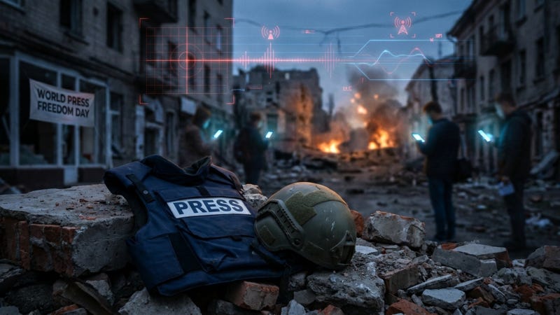 Illustration of a journalist under digital surveillance