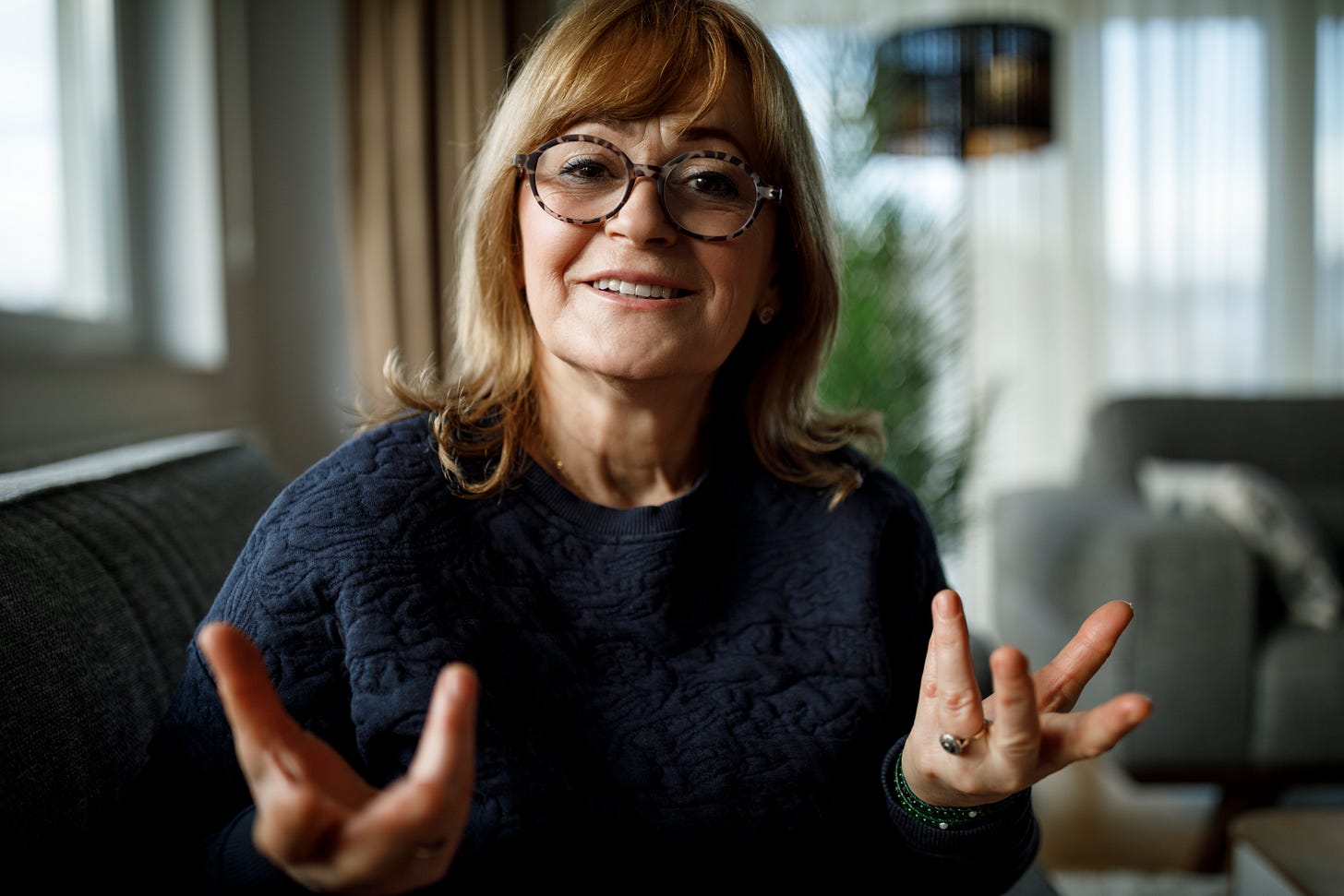 Woman looking at camera.