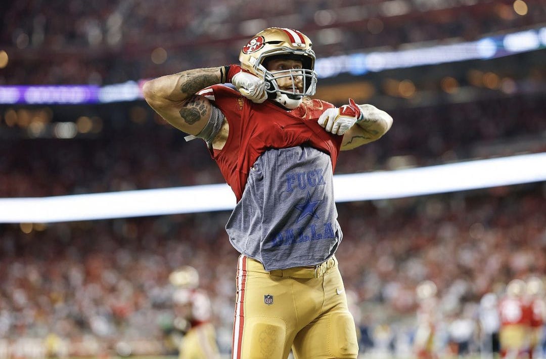 George Kittle had the “F*** DALLAS” shirt under the uni today. 👀 : r/49ers George Kittle had the “F*** DALLAS” shirt under the uni today. 👀 : r/49ers