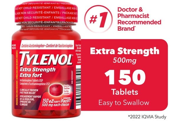 TYLENOL Extra Strength Pain Relief Acetaminophen 500Mg Eztabs Same-Day  Delivery | Rexall