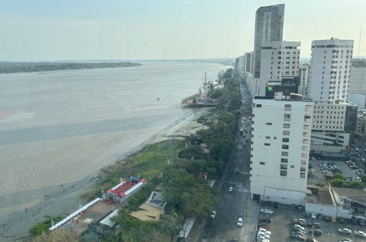 View of the Malecon 2000 from the Doubletree Hotel.