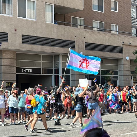 8 photos of a Pride parade. One photo of the Colorado Supreme Court Building with text reading "Liberty and Justice for All"
