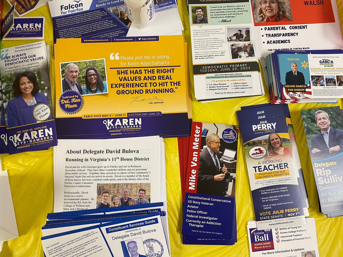 candidate flyers on table