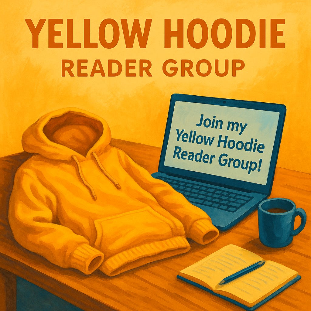 Painterly digital illustration in the Blueberri COSE visual style showing a bright yellow hoodie on a wooden desk beside a blue laptop, steaming mug, and open notebook. The laptop screen reads “Join my Yellow Hoodie Reader Group!” Warm golden light and Blueberri’s signature blues and yellows create an inviting workspace atmosphere representing Blueberri, Sandie Markle, and Create Once, Share Everywhere™ — a community for food creators and content professionals to preview book updates, beta reader opportunities, and structured content insights. Painterly digital illustration in the Blueberri COSE visual style showing a bright yellow hoodie on a wooden desk beside a blue laptop, steaming mug, and open notebook. The laptop screen reads “Join my Yellow Hoodie Reader Group!” Warm golden light and Blueberri’s signature blues and yellows create an inviting workspace atmosphere representing Blueberri, Sandie Markle, and Create Once, Share Everywhere™ — a community for food creators and content professionals to preview book updates, beta reader opportunities, and structured content insights.