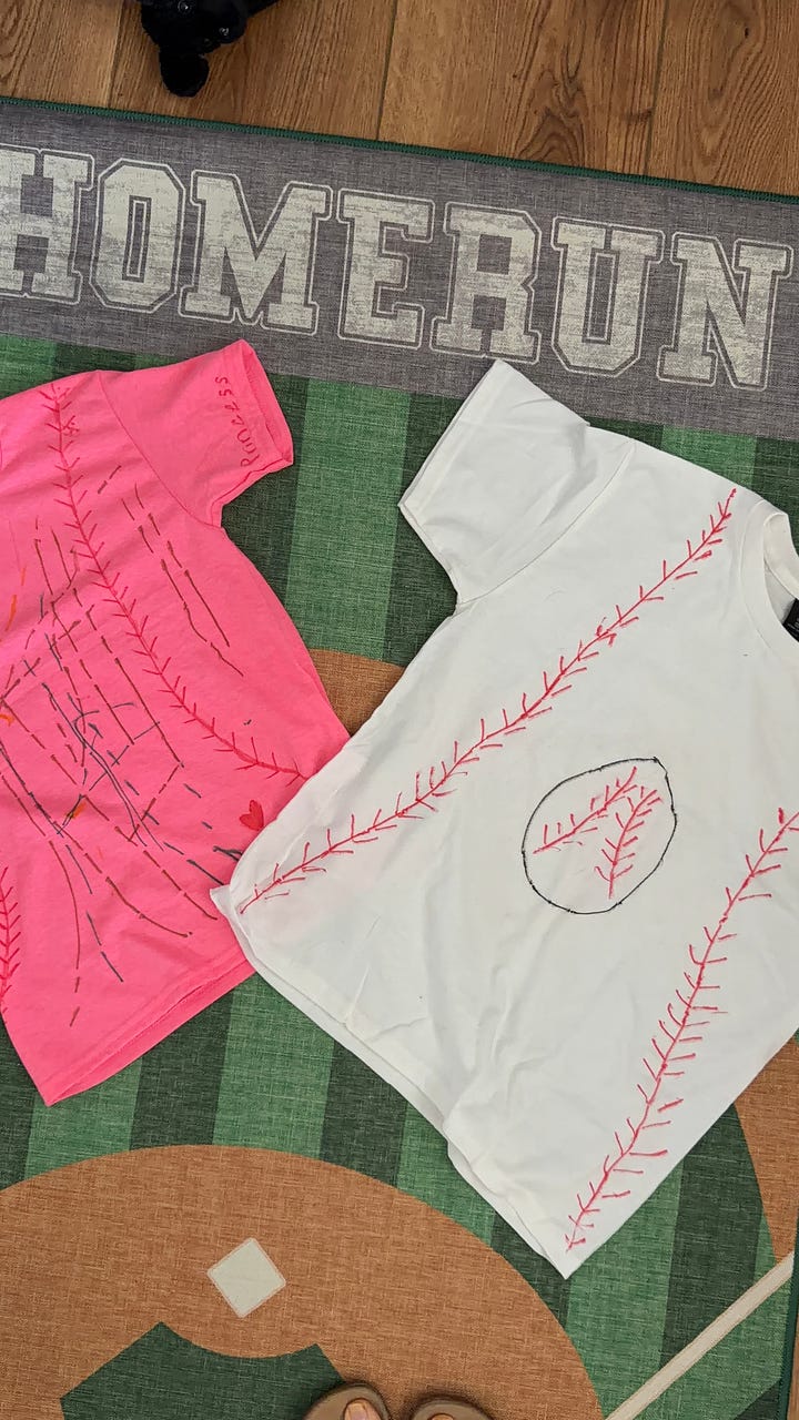 shirts painted to look like baseball tee