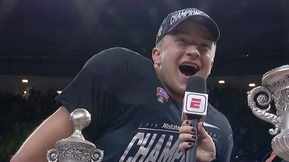 Texas' Ehlinger decrees 'we're back' after Sugar Bowl win - ESPN Video