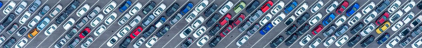 Parking Lot of a Car Dealership from Birds Eye View Parking Lot of a Car Dealership from Birds Eye View