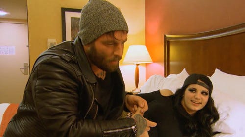 paige with humpy bradly on total divas 2015 paige with humpy bradly on total divas 2015