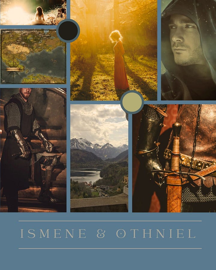 graphics that represent characters, settings, and clothing in Rachael's WIP prequel