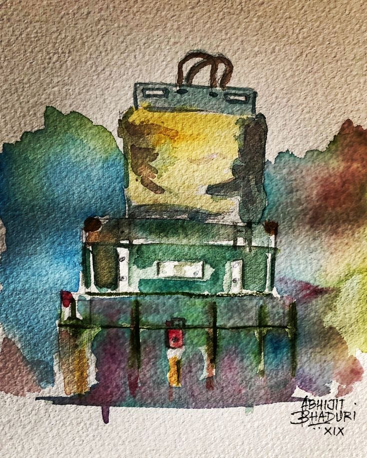 Watercolour luggage illustration, symbolising home for digital nomads, expats, and global professionals. Find your place, where you belong.