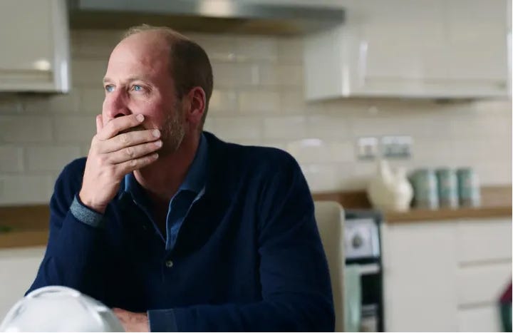 Prince William looking emotional
