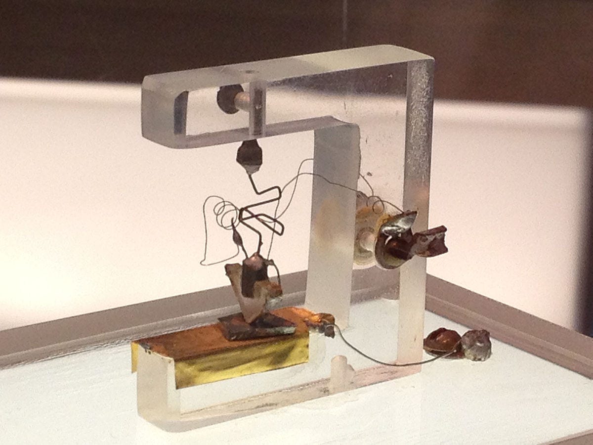 The first point-contact transistor: Dec 23rd 1947 : r/electronics The first point-contact transistor: Dec 23rd 1947 : r/electronics