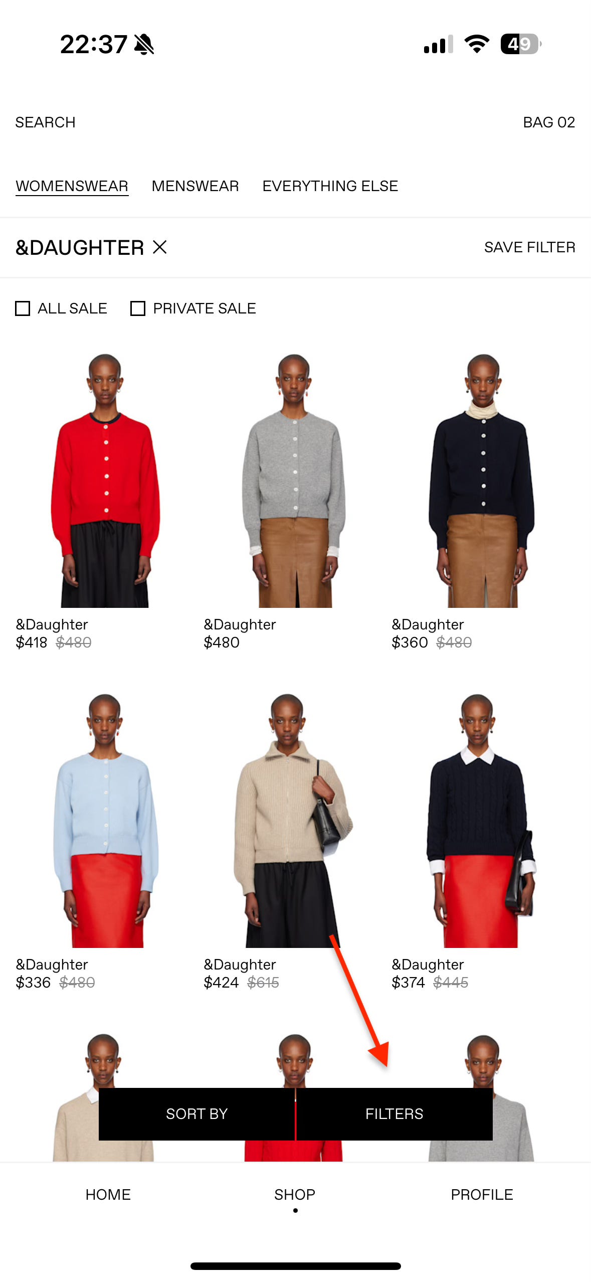 ssense app screenshot clothing store