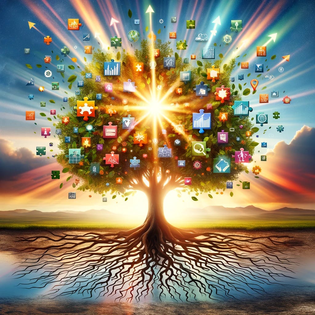 Generate an image, depicting the importance of decentralized management for driving the growth and success of a serial acquirer strategy.