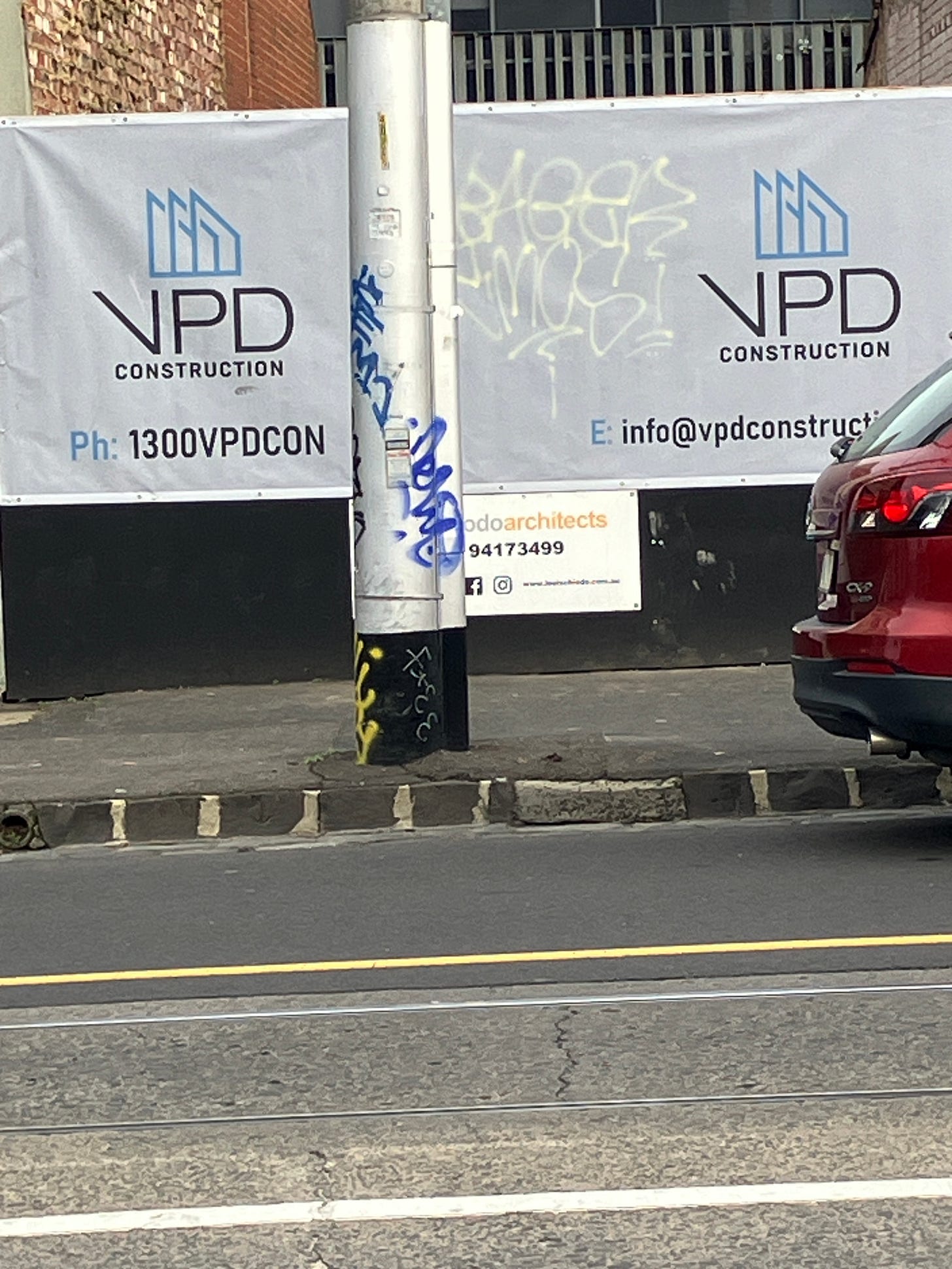 Photo of a sign that reads VPD construction
