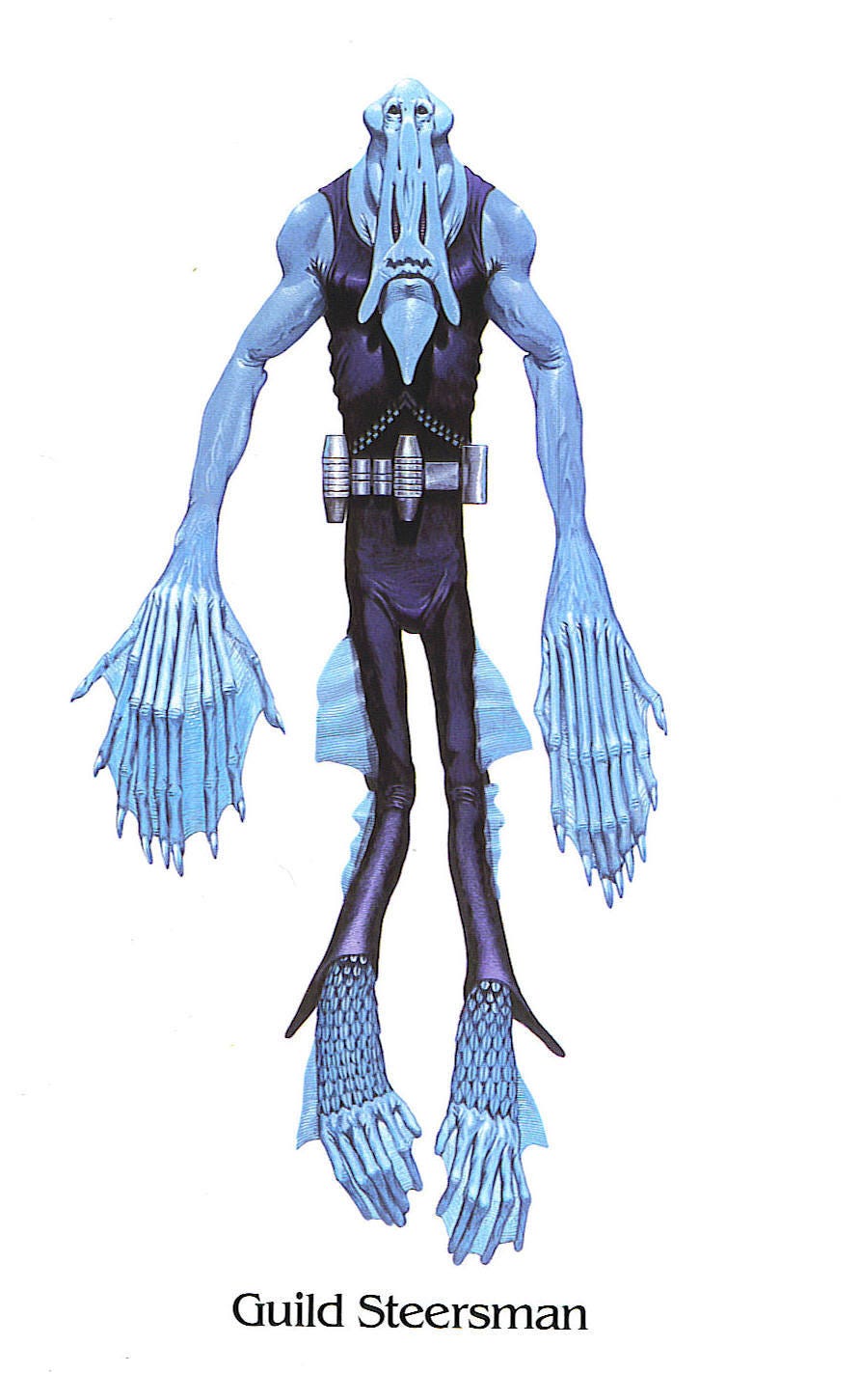 A Guild Steersman from Dune as depicted by illustrator Wayne Barlowe in the  classic sci fi reference book “Barlowe's Guide to... –  @oldschoolsciencefiction on Tumblr