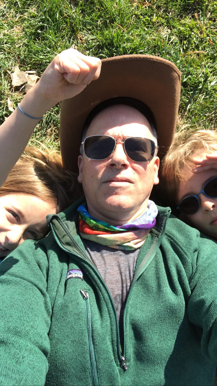 Singing cowboy Faux Jean flanked by his kids. Singing cowboy Faux Jean flanked by his kids.